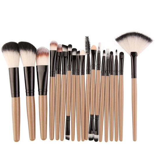 Makeup Set 18Pcs Wool Brush Kit, Synthetic Hair, Coffee
