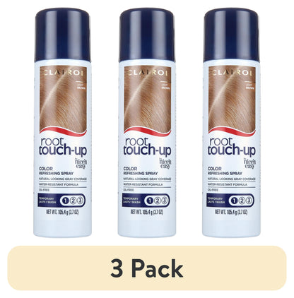 (3 Pack)  Root Touch-Up Refreshing Hair Dye Spray, Temporary Hair Color, Light Brown, 3.7 Oz
