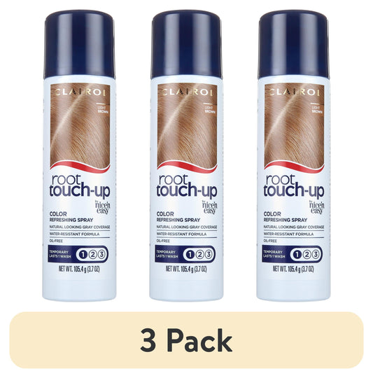 (3 Pack)  Root Touch-Up Refreshing Hair Dye Spray, Temporary Hair Color, Light Brown, 3.7 Oz