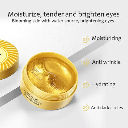 120Pcs BIOAQUA Gold Eye Mask anti Dark Circles Eye Bags Anti-Wrinkle Moisturizing Crystal Collagen Eye Patches Eyes Skin Care