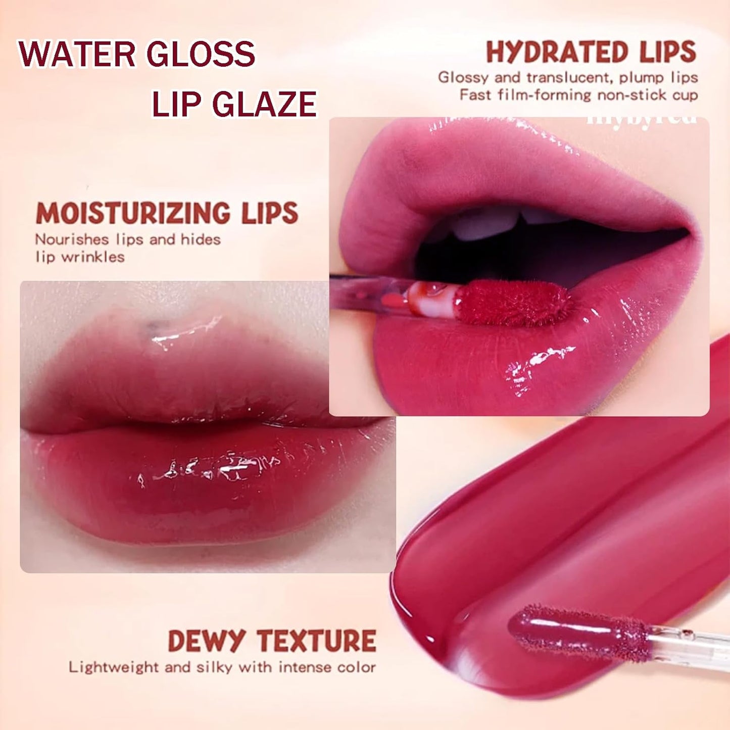 Dewy Water Glow Lip Tint，Moisturizing Mirror Lip Glaze，Korean Tinted Water Light Lip Gloss，High Pigmented Long Lasting Waterproof Lipstick Mirror Water Gloss Lip Glaze(11#)