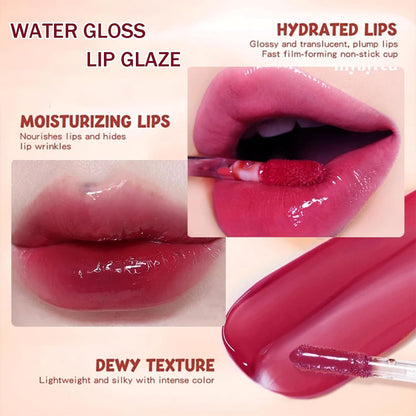 Dewy Water Glow Lip Tint，Moisturizing Mirror Lip Glaze，Korean Tinted Water Light Lip Gloss，High Pigmented Long Lasting Waterproof Lipstick Mirror Water Gloss Lip Glaze(11#)