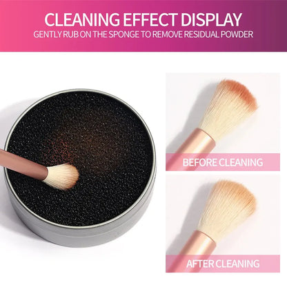 Versatile Makeup Brush Cleaner Sponges: Portable Case for Effortless Eyeshadow Color Removal