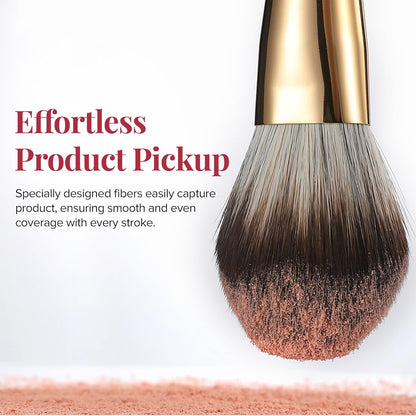 Delbar Gold Makeup Brushes by  | 8Pc Full Face Makeup Brush Set with Travel Bag | Professional Make up Brushes | Cruelty Free, Natural Hair-Like Bristles