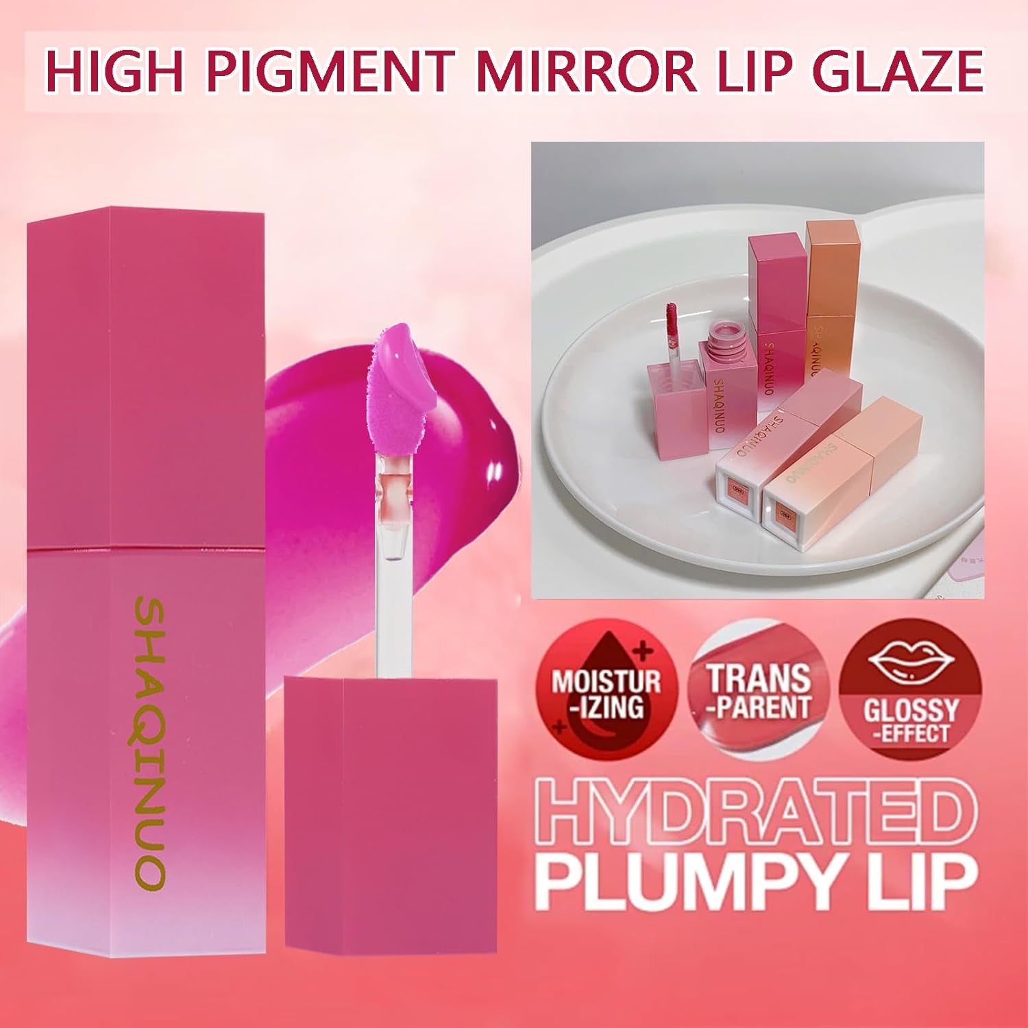 Dewy Water Glow Lip Tint，Moisturizing Mirror Lip Glaze，Korean Tinted Water Light Lip Gloss，High Pigmented Long Lasting Waterproof Lipstick Mirror Water Gloss Lip Glaze(11#)