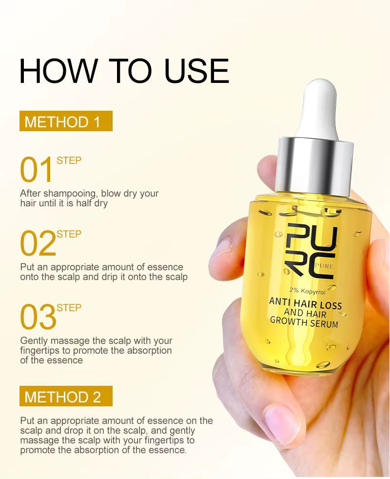 PURC Ginger Hair Care Essence to Promote Hair Growth Essence to Repair Dry Bifurcated Hair Oil Scalp Care for Both Men and Women