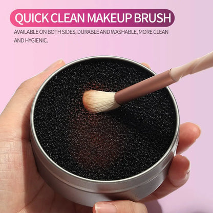 Versatile Makeup Brush Cleaner Sponges: Portable Case for Effortless Eyeshadow Color Removal